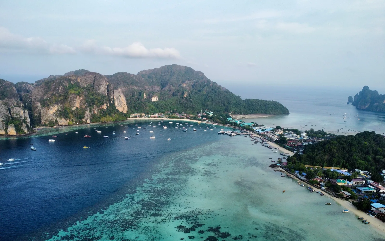 The Phi Phi Islands coastline from the air